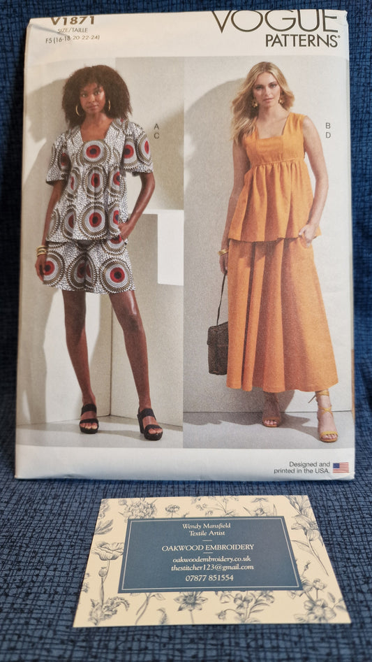 Dressmaking Pattern - Vogue V1871 - Size 16-24