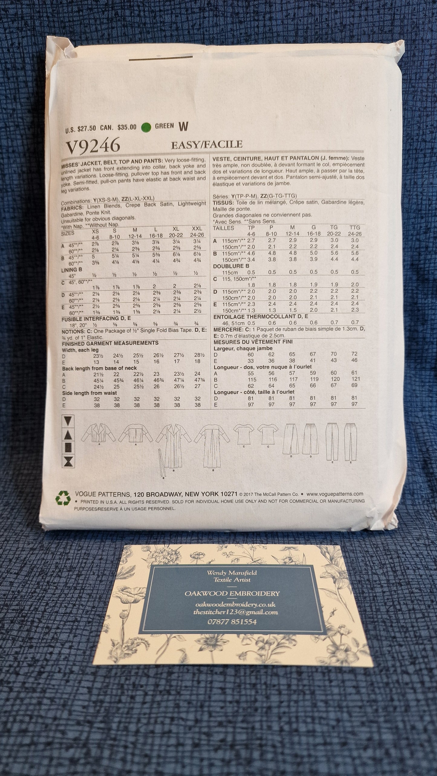 Dressmaking Pattern - Vogue V9246 - Size L to XXL