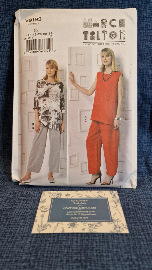 Dressmaking Pattern - Vogue Marcy Tilton Collection V9193 - Size 16-24