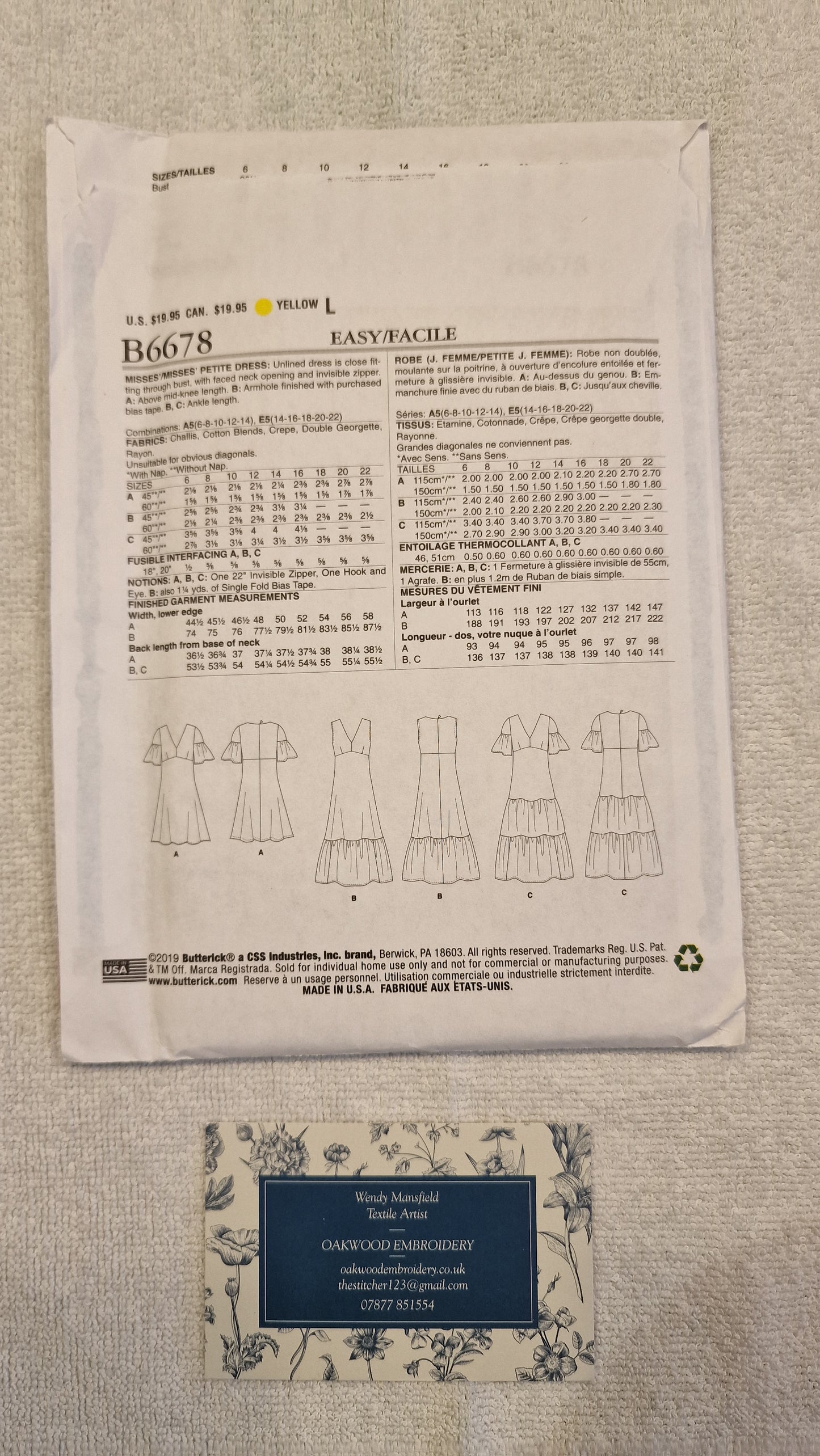Dressmaking Pattern - Butterick - B6678 - Size 14-22