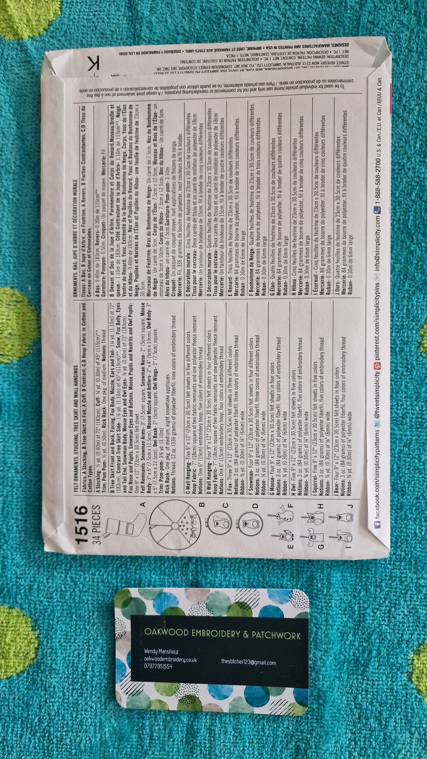 Craft Pattern - Simplicity 1516 - Christmas - One Size