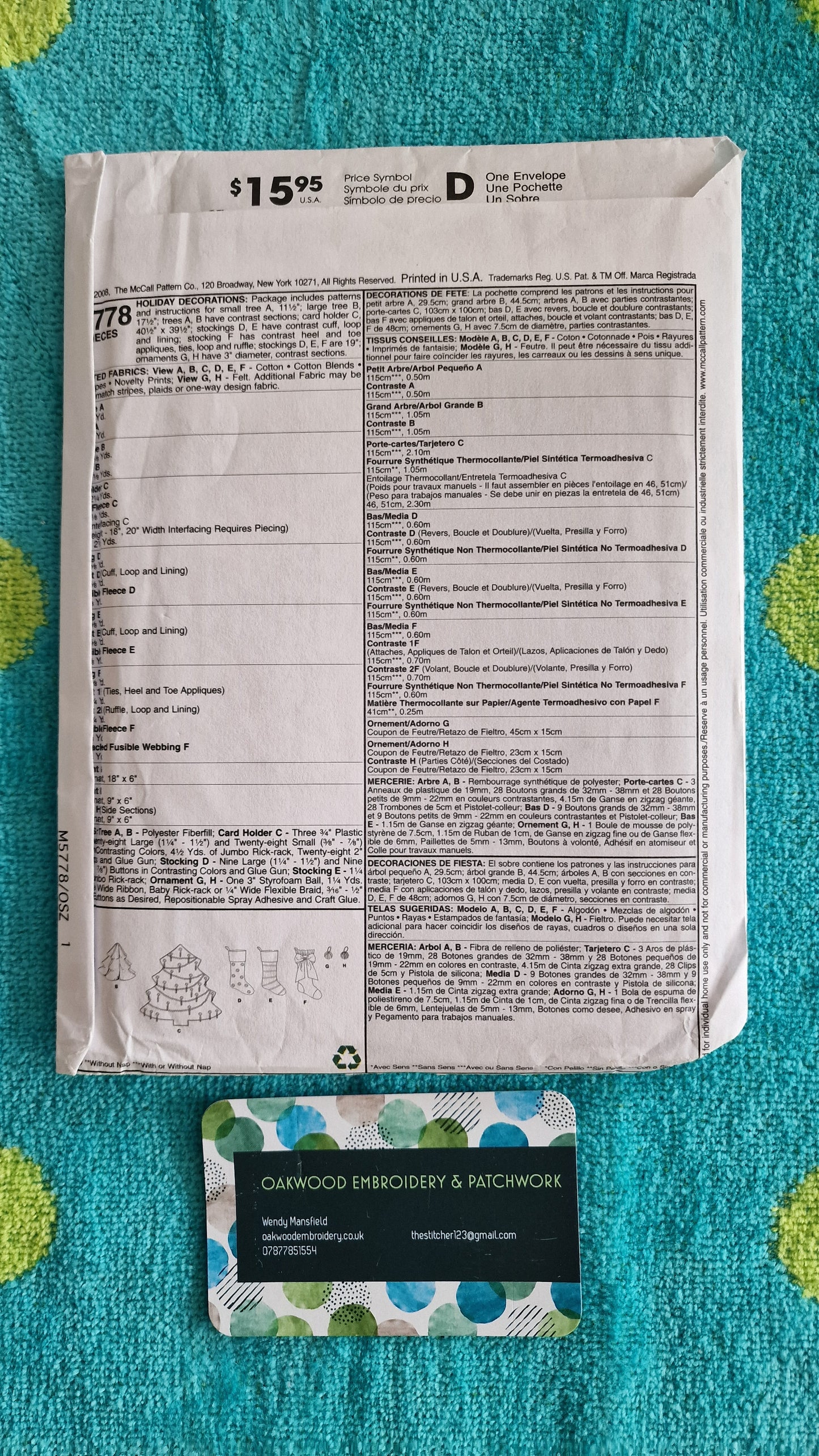 Craft Pattern - McCall's Craft M5778 - One Size