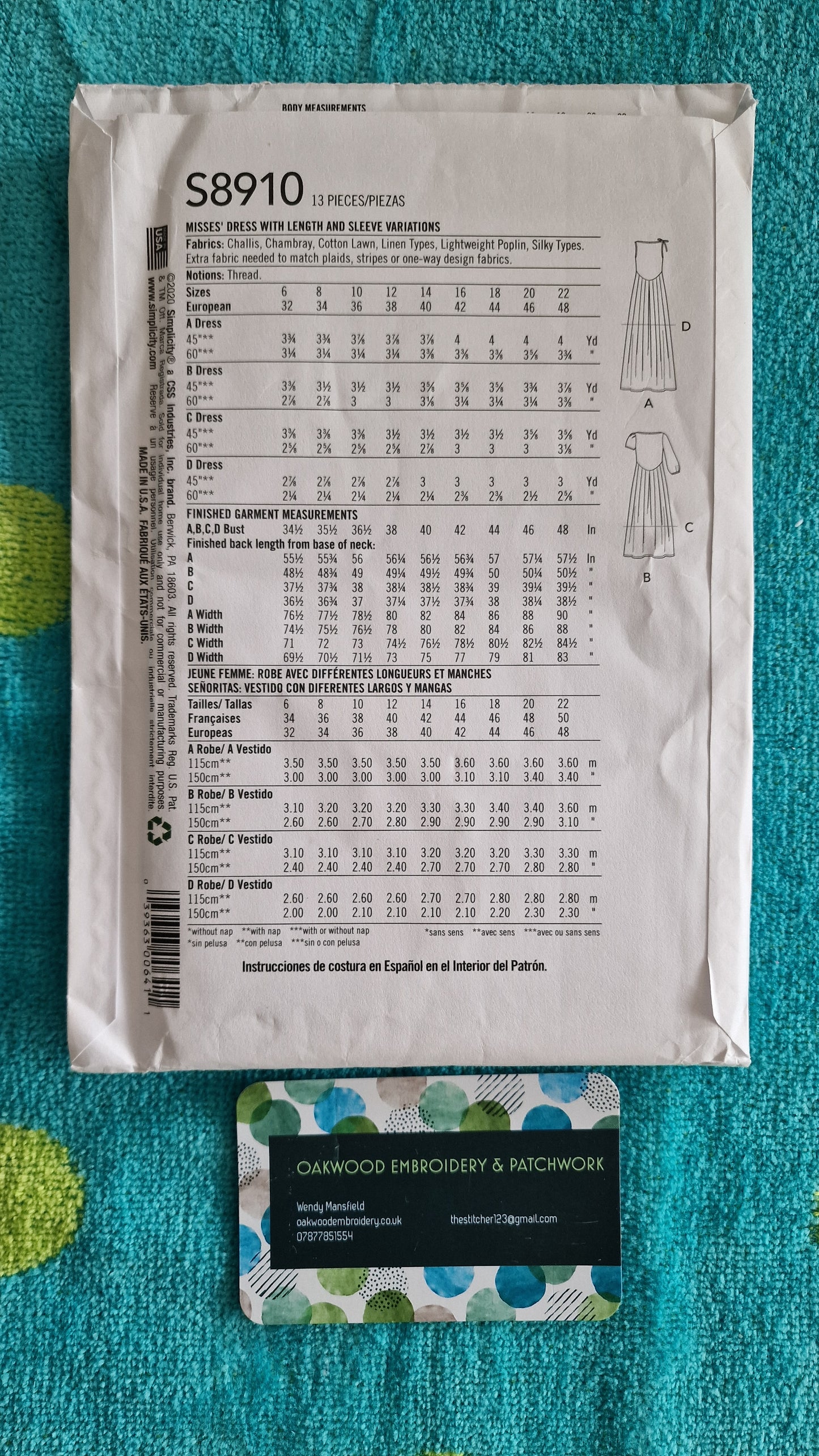 Dressmaking Pattern - Simplicity S8910 - Size 14 to 22