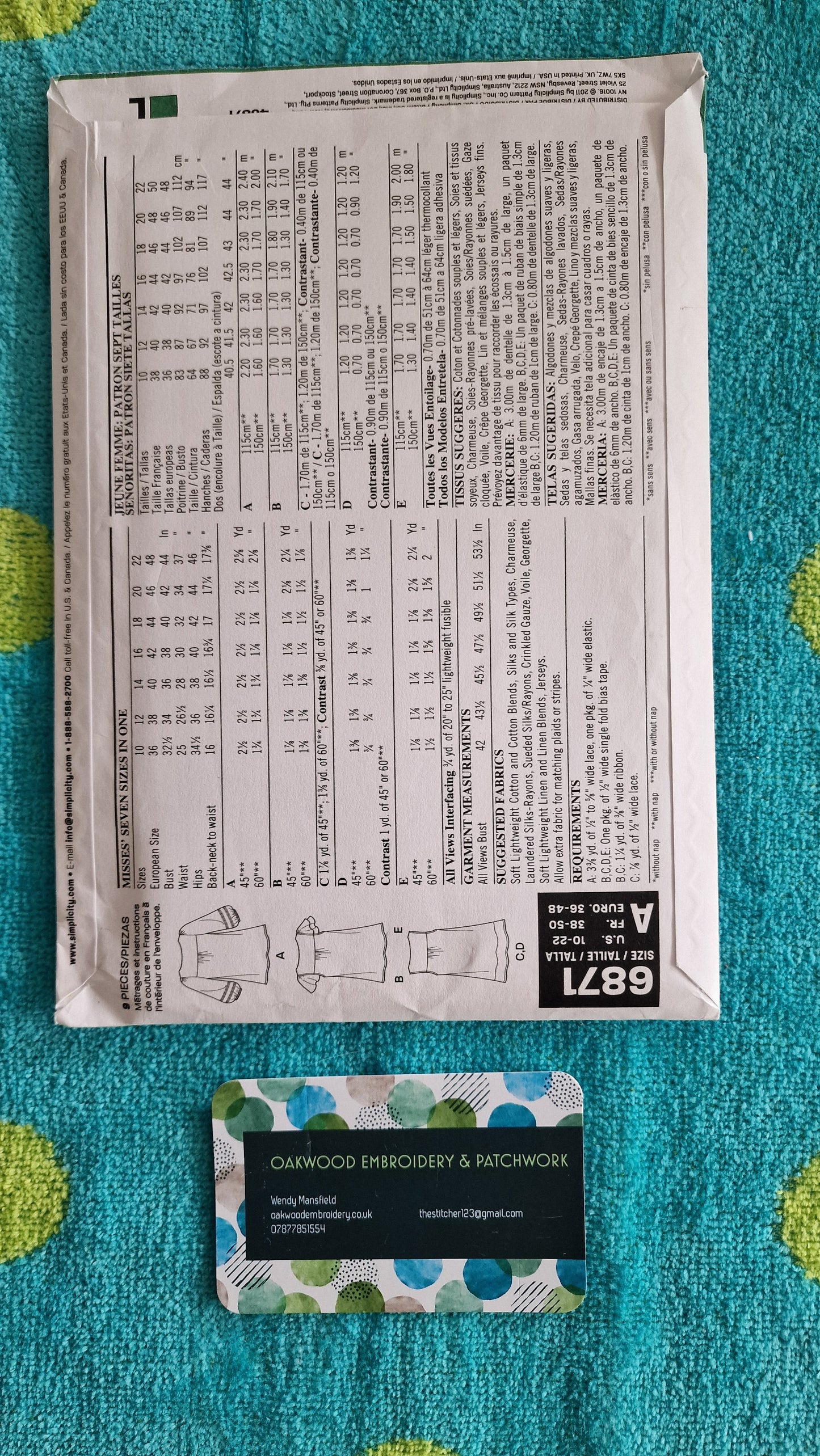 Dressmaking Pattern - New Look 6871 - Size 10 to 22