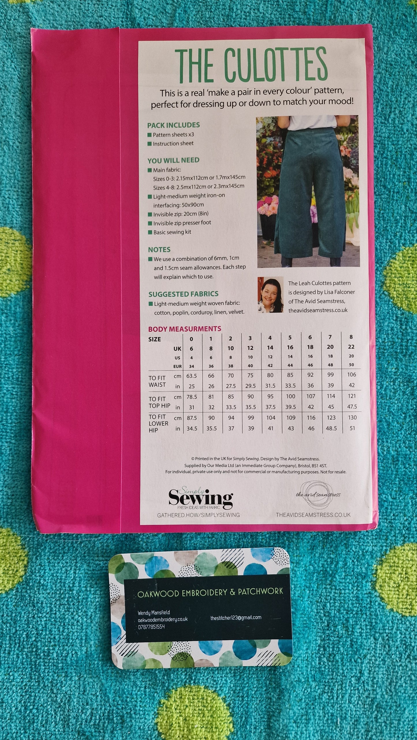 Dressmaking Pattern - The Culottes Trouser - Size 6 to 22