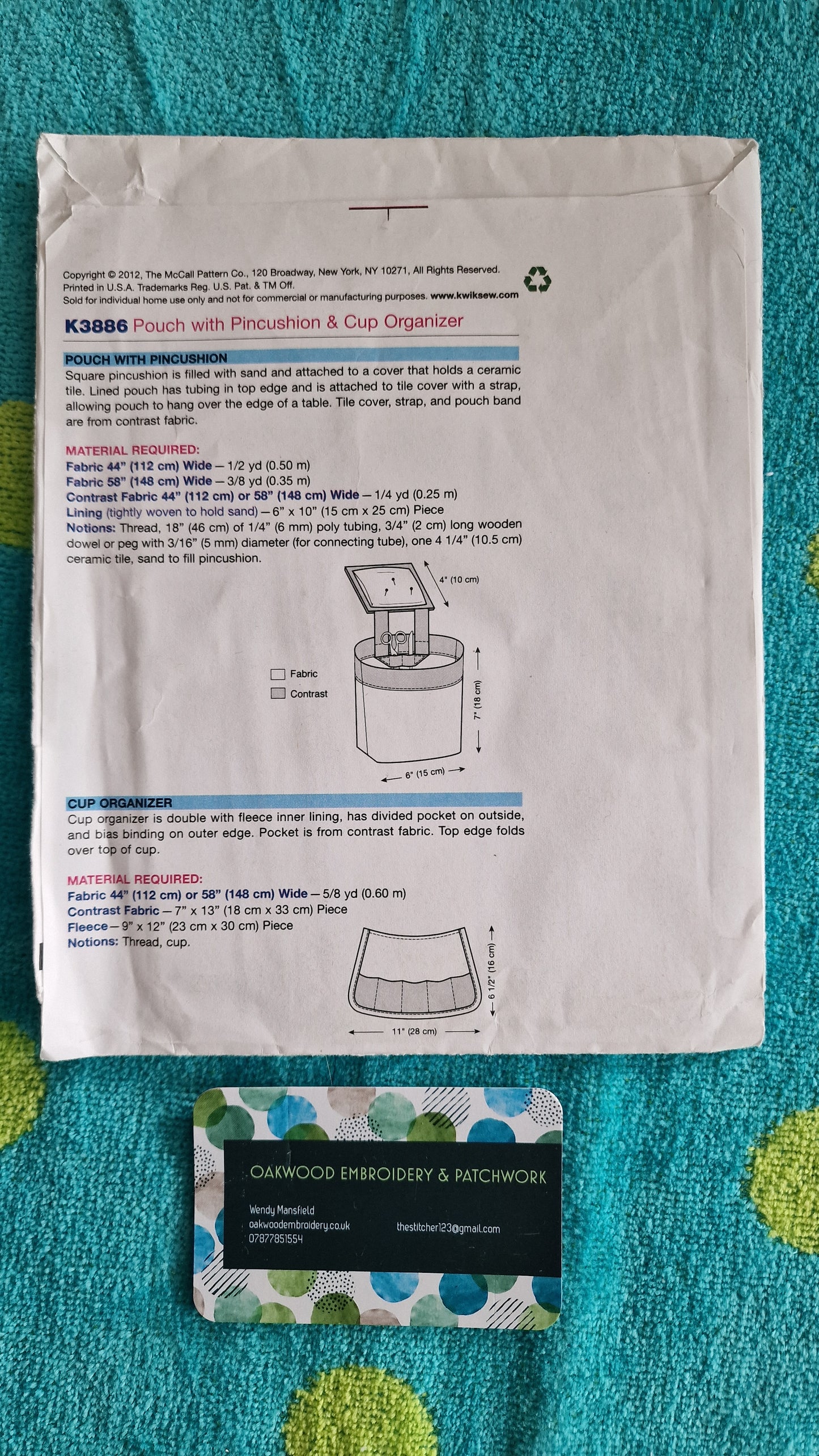 Craft Pattern - Kwik Sew K3886 Craft Holder - One Size