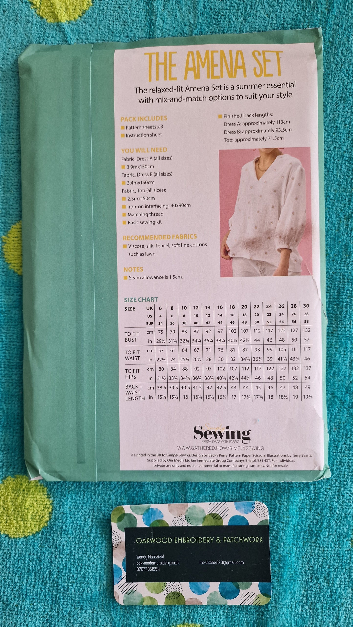 Dressmaking Pattern - The Amena Set - Size 6 to 30