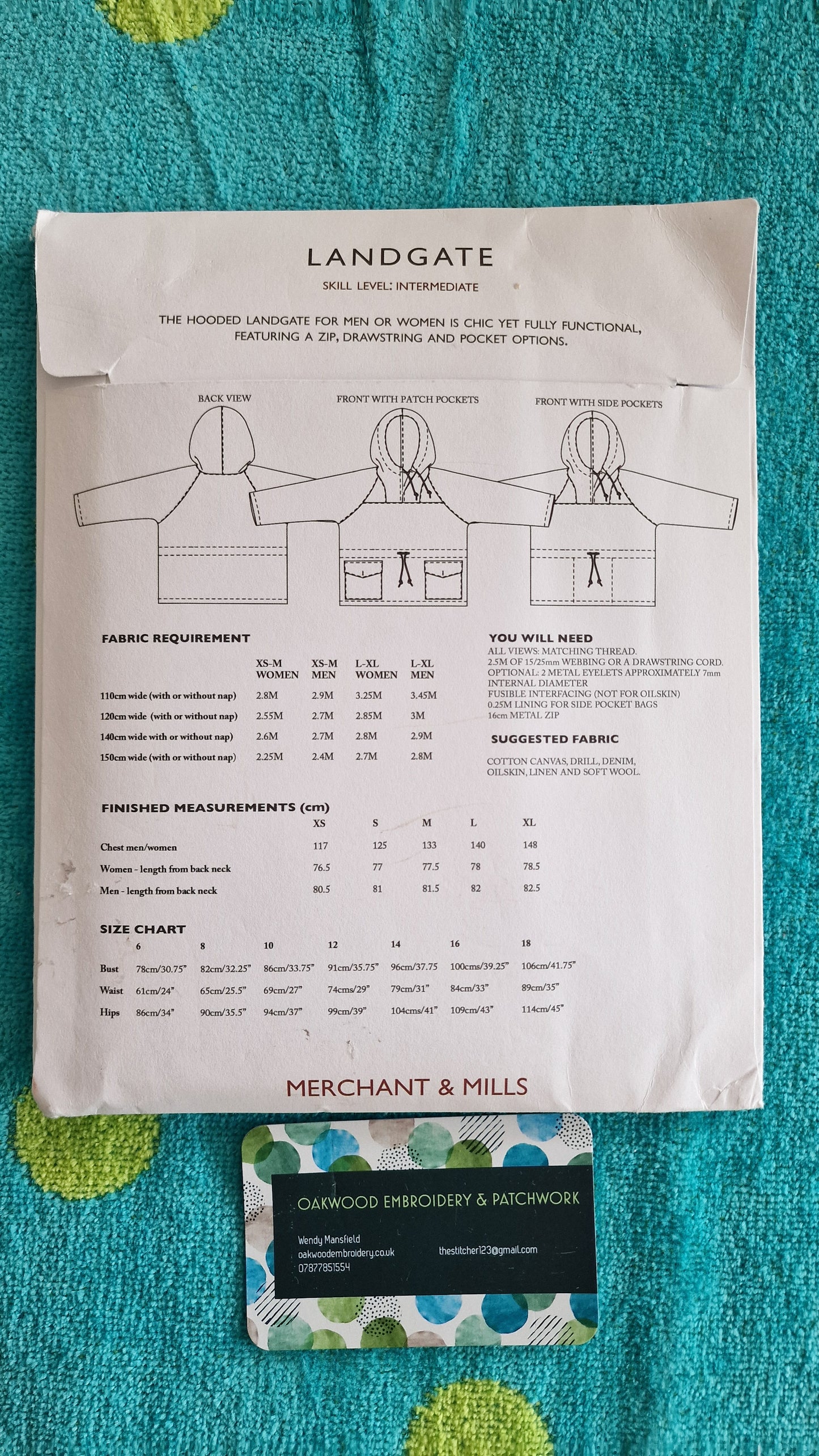 Dressmaking Pattern - Merchant & Mills - Landgate Hoodie - Size XS to XL