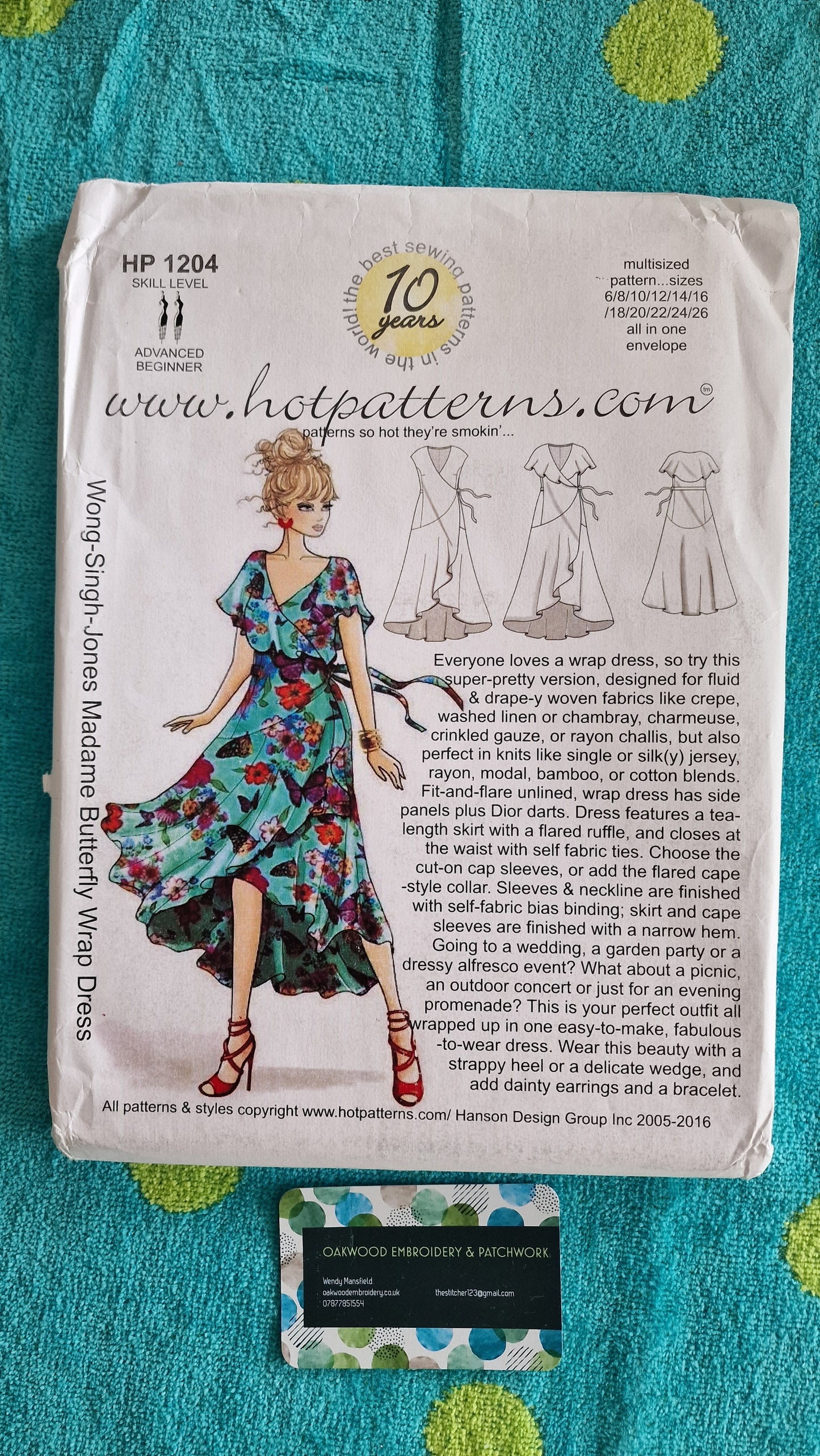 Dressmaking Pattern - Hot Patterns HP 1204 Wong Singh Jones Madame Butterfly Wrap Dress - Size 6 to 26