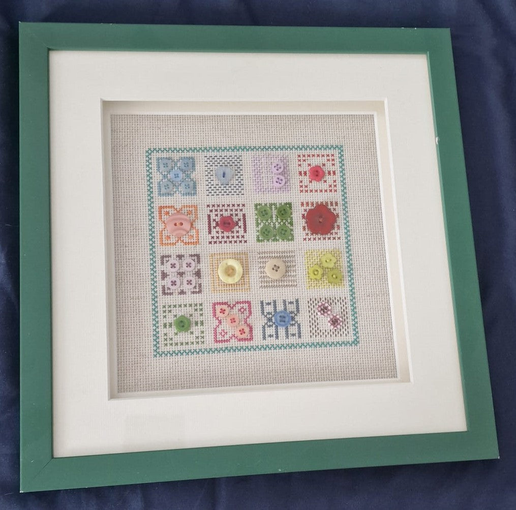 Button Sampler No. 1 - A Cross Stitch Embroidery Kit by Wendy Mansfield