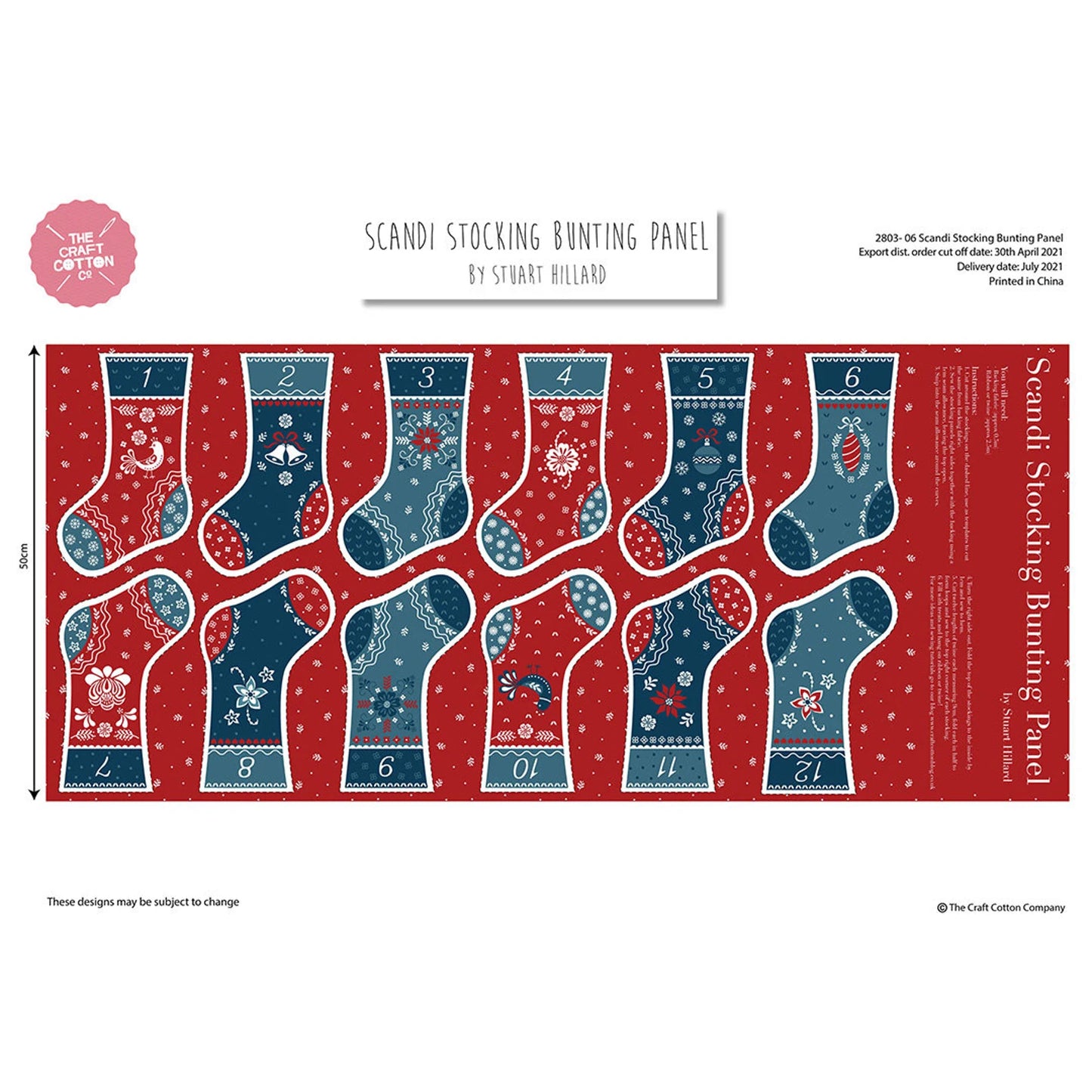 Scandi Christmas Stocking Bunting Panel by Stuart Hillard
