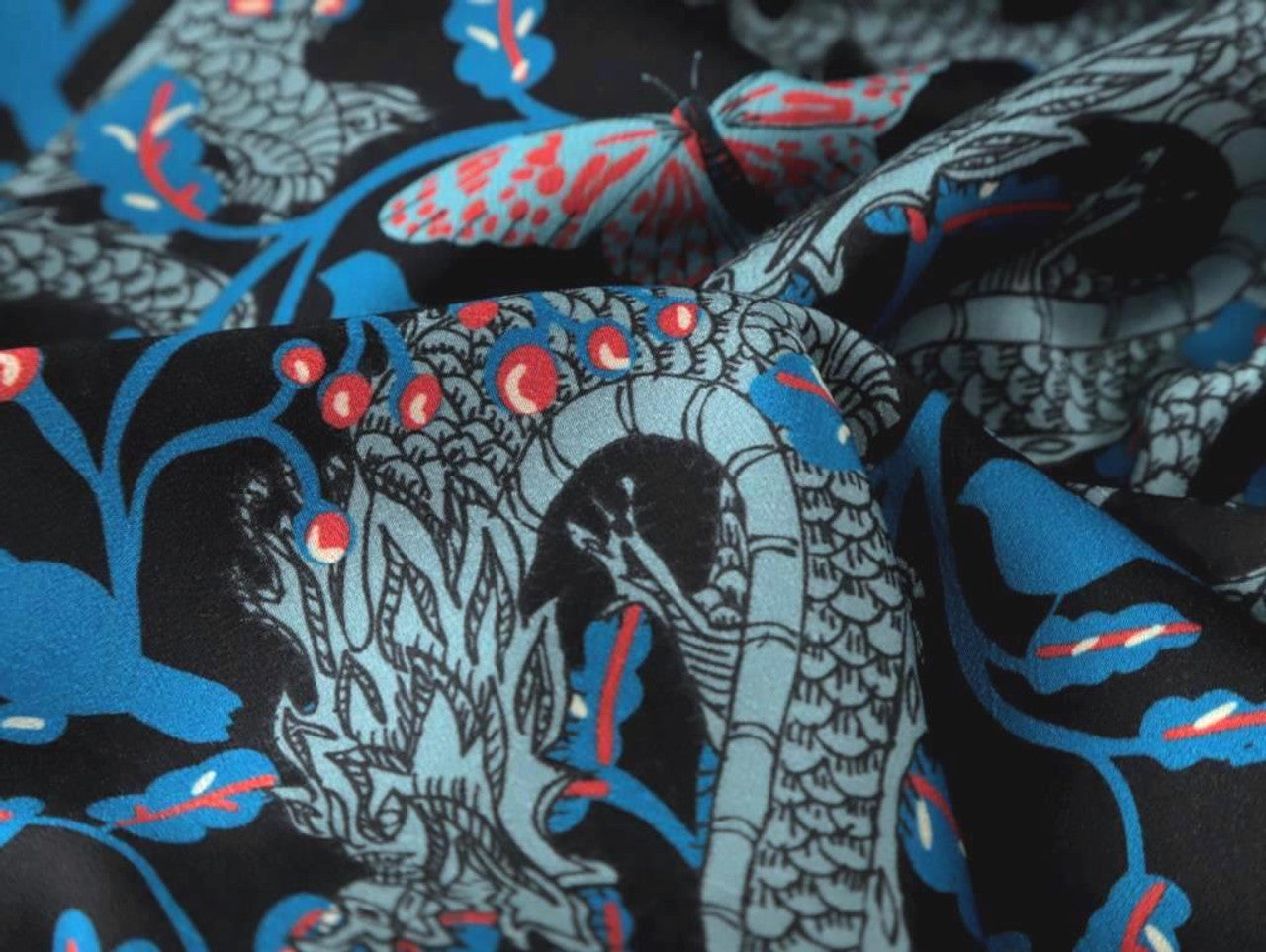 Serpentine Viscose Sateen - Navy by Fabric Godmother (2022 Range)