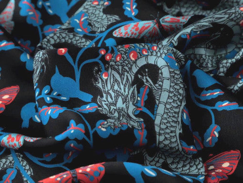 Serpentine Viscose Sateen - Navy by Fabric Godmother (2022 Range)