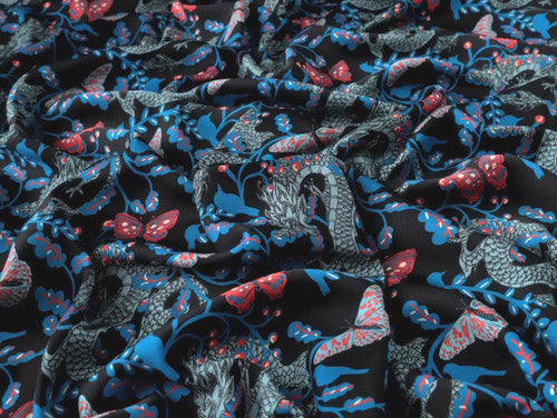 Serpentine Viscose Sateen - Navy by Fabric Godmother (2022 Range)