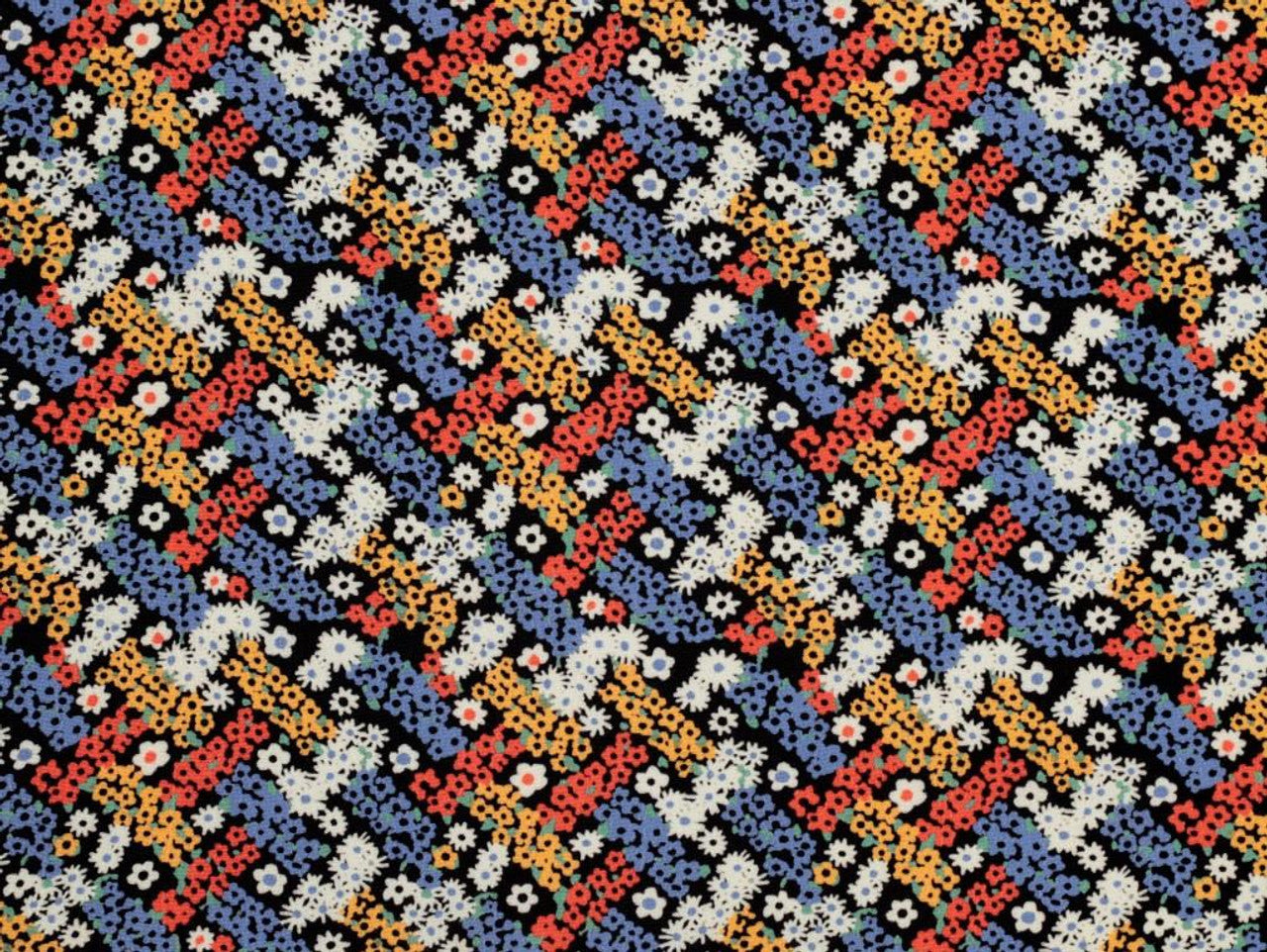 Elsie Floral Viscose Crepe - Black by Fabric Godmother (2024 Range)