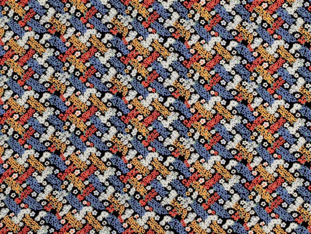 Elsie Floral Viscose Crepe - Black by Fabric Godmother (2024 Range)