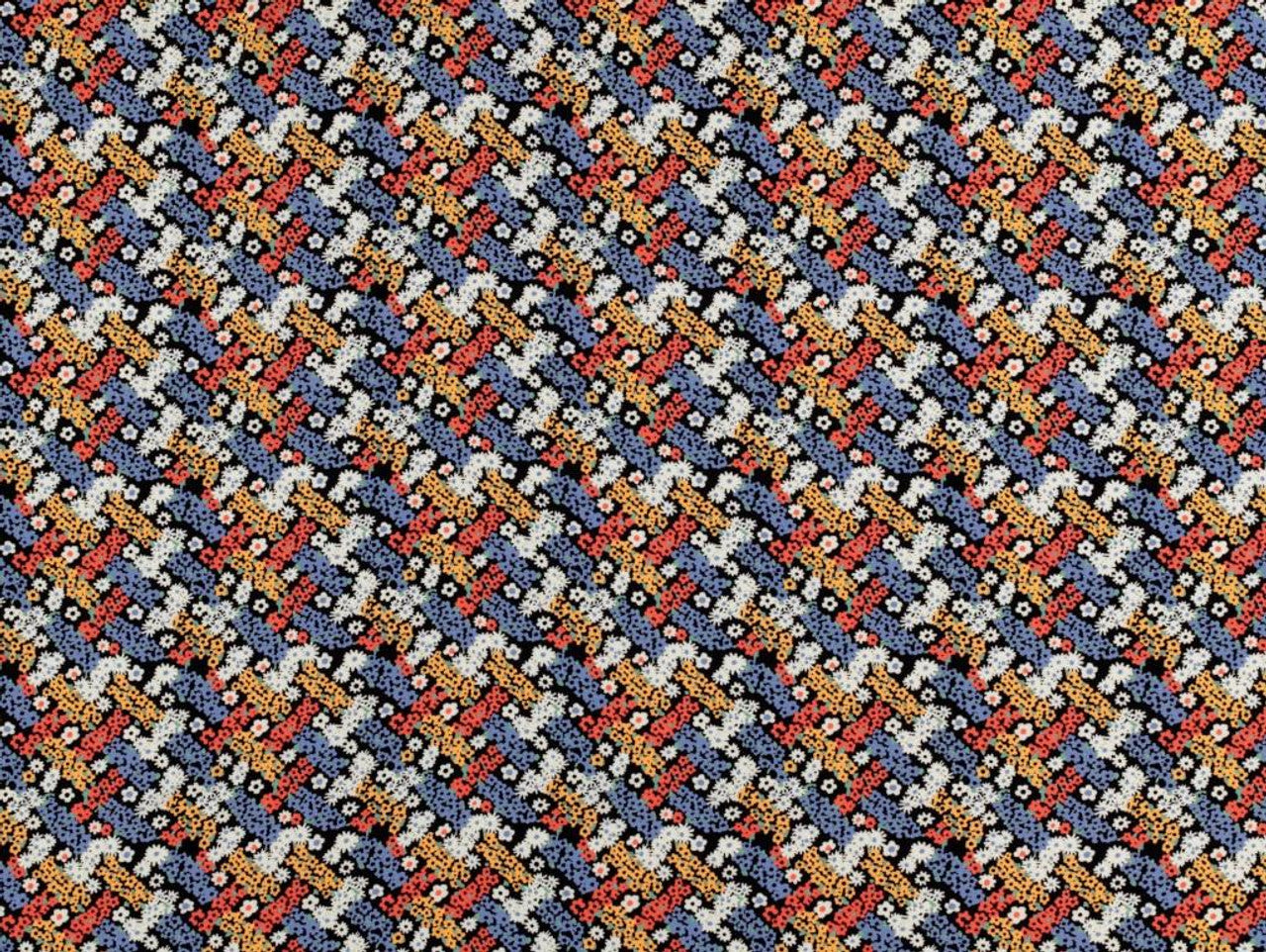 Elsie Floral Viscose Crepe - Black by Fabric Godmother (2024 Range)