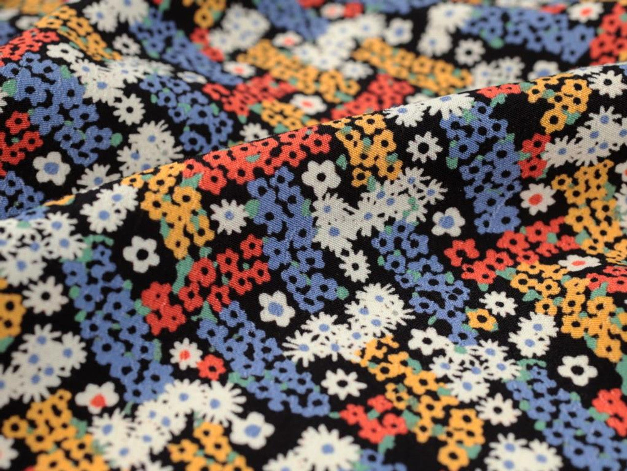 Elsie Floral Viscose Crepe - Black by Fabric Godmother (2024 Range)
