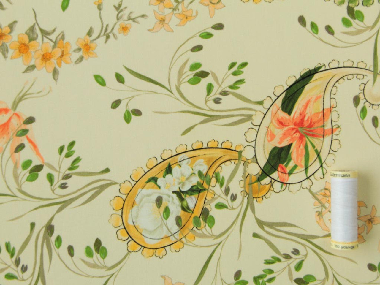 Paisley Lily Viscose Lawn - Ivory by Fabric Godmother (2022 Range)