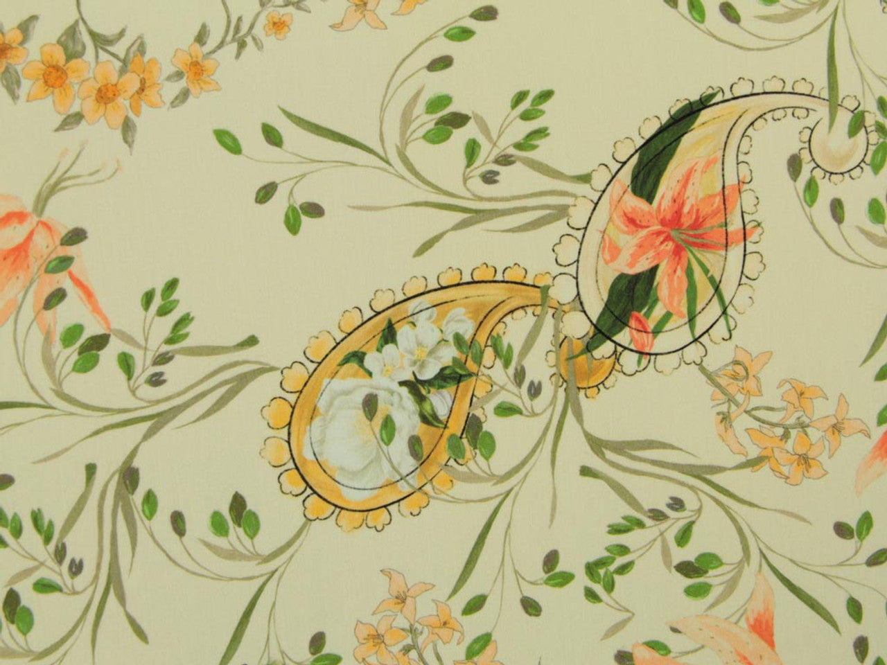 Paisley Lily Viscose Lawn - Ivory by Fabric Godmother (2022 Range)