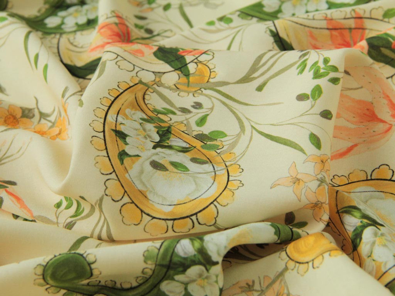 Paisley Lily Viscose Lawn - Ivory by Fabric Godmother (2022 Range)
