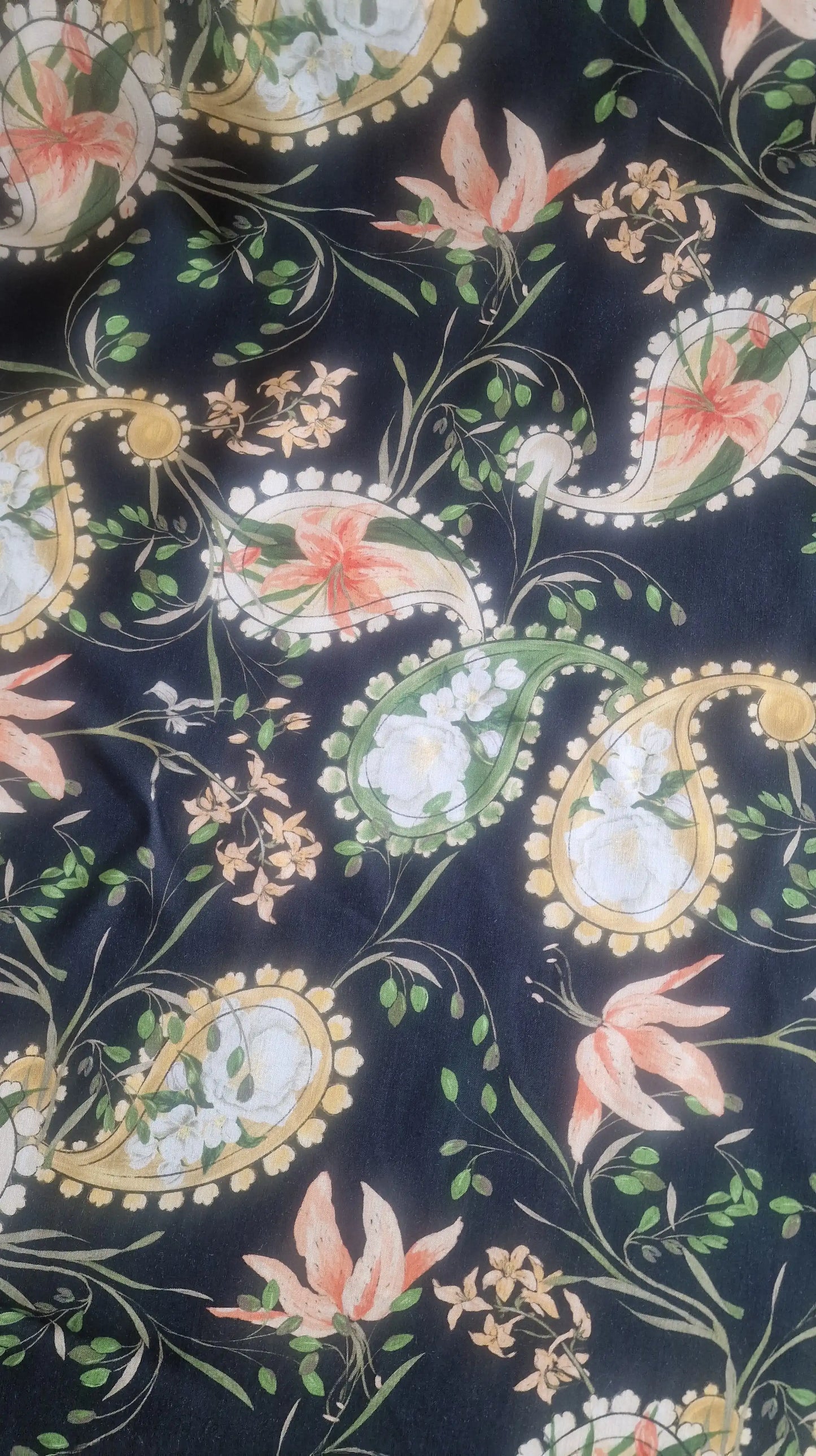 Paisley Lily Viscose Lawn - Black by Fabric Godmother (2022 Range)