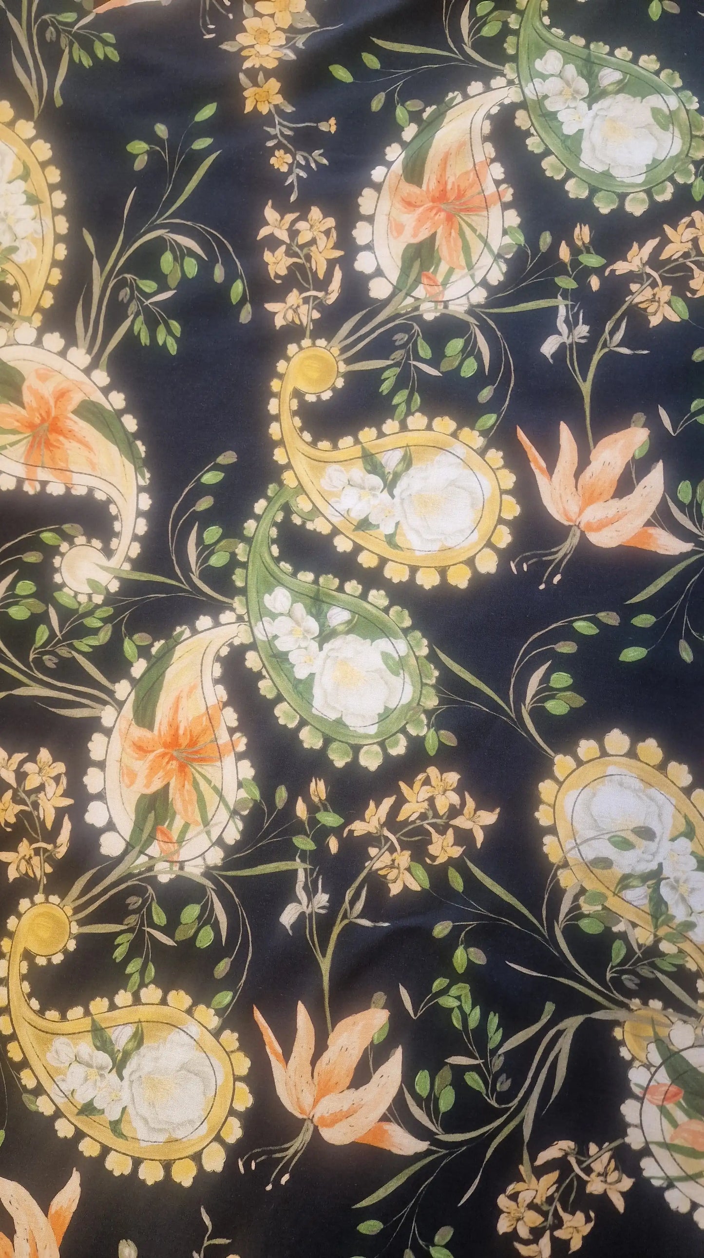 Paisley Lily Viscose Lawn - Black by Fabric Godmother (2022 Range)