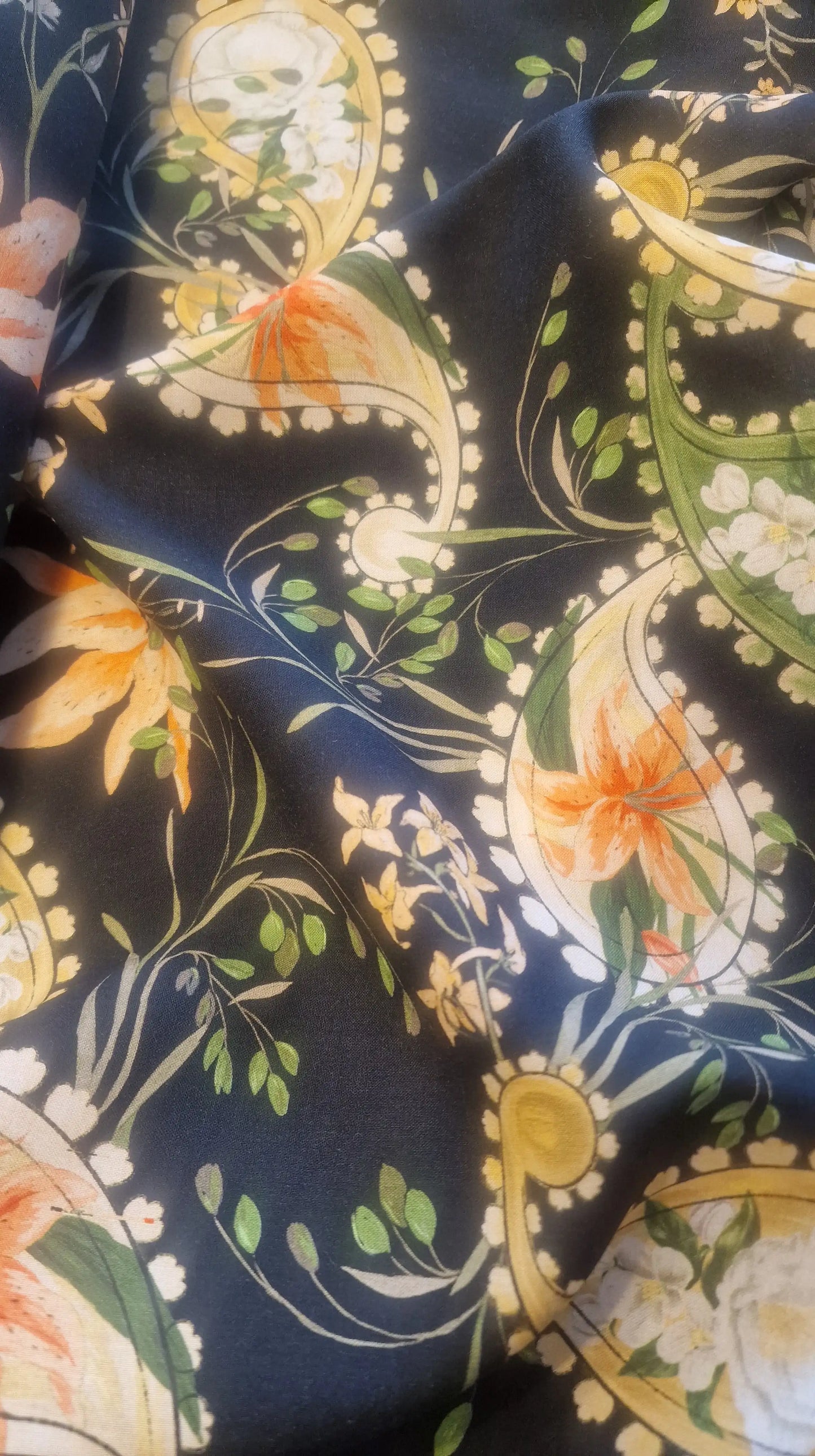 Paisley Lily Viscose Lawn - Black by Fabric Godmother (2022 Range)