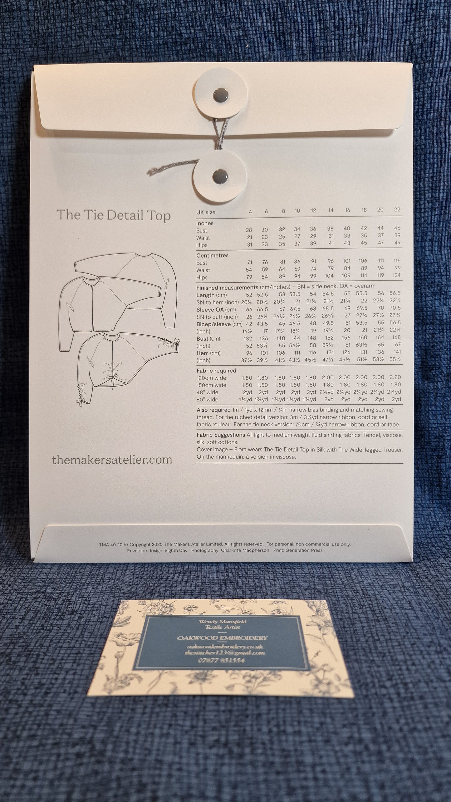 Dressmaking Pattern - The Maker's Atelier - The Tie Detail Top
