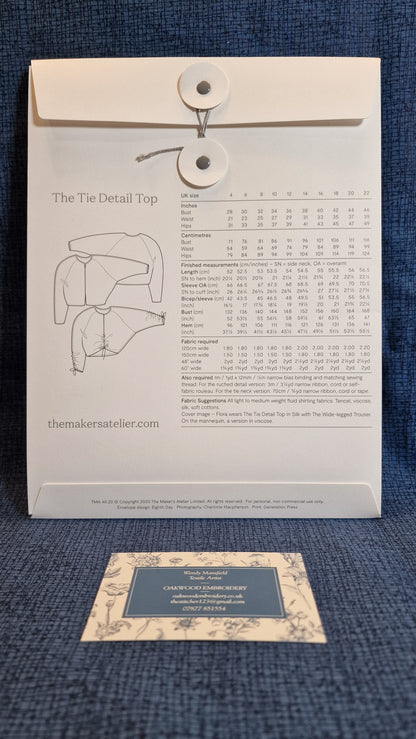 Dressmaking Pattern - The Maker's Atelier - The Tie Detail Top