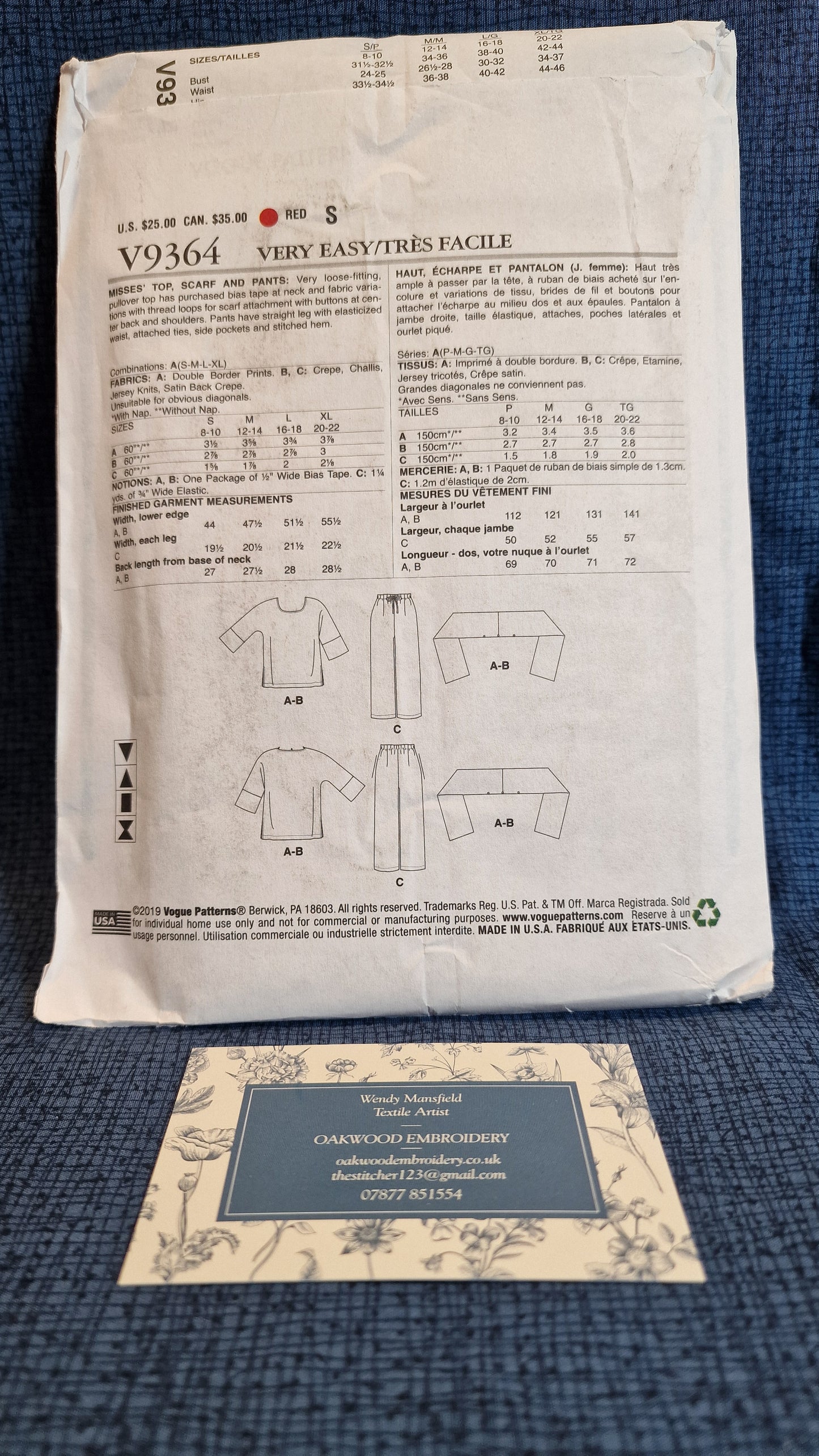 Dressmaking Pattern - Vogue - V9364 - S to XL