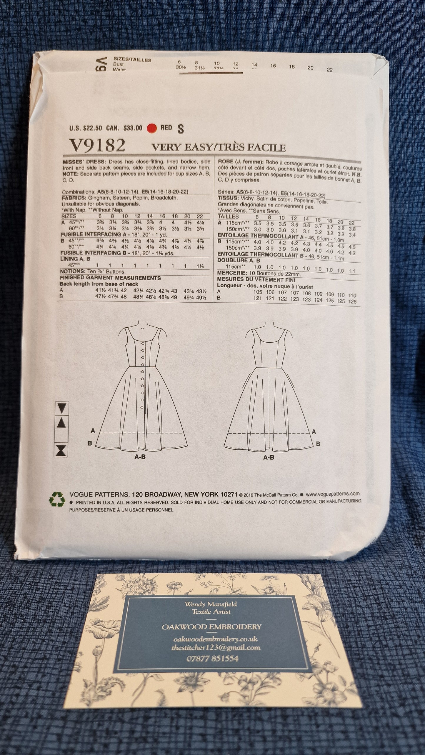 Dressmaking Pattern - Vogue V9182 - Size 14-22