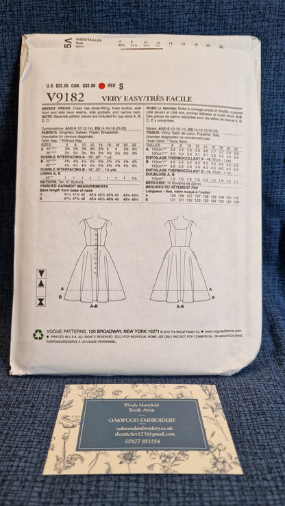 Dressmaking Pattern - Vogue V9182 - Size 14-22