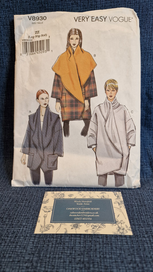 Dressmaking Pattern - Vogue V8930 - Size L to XXL