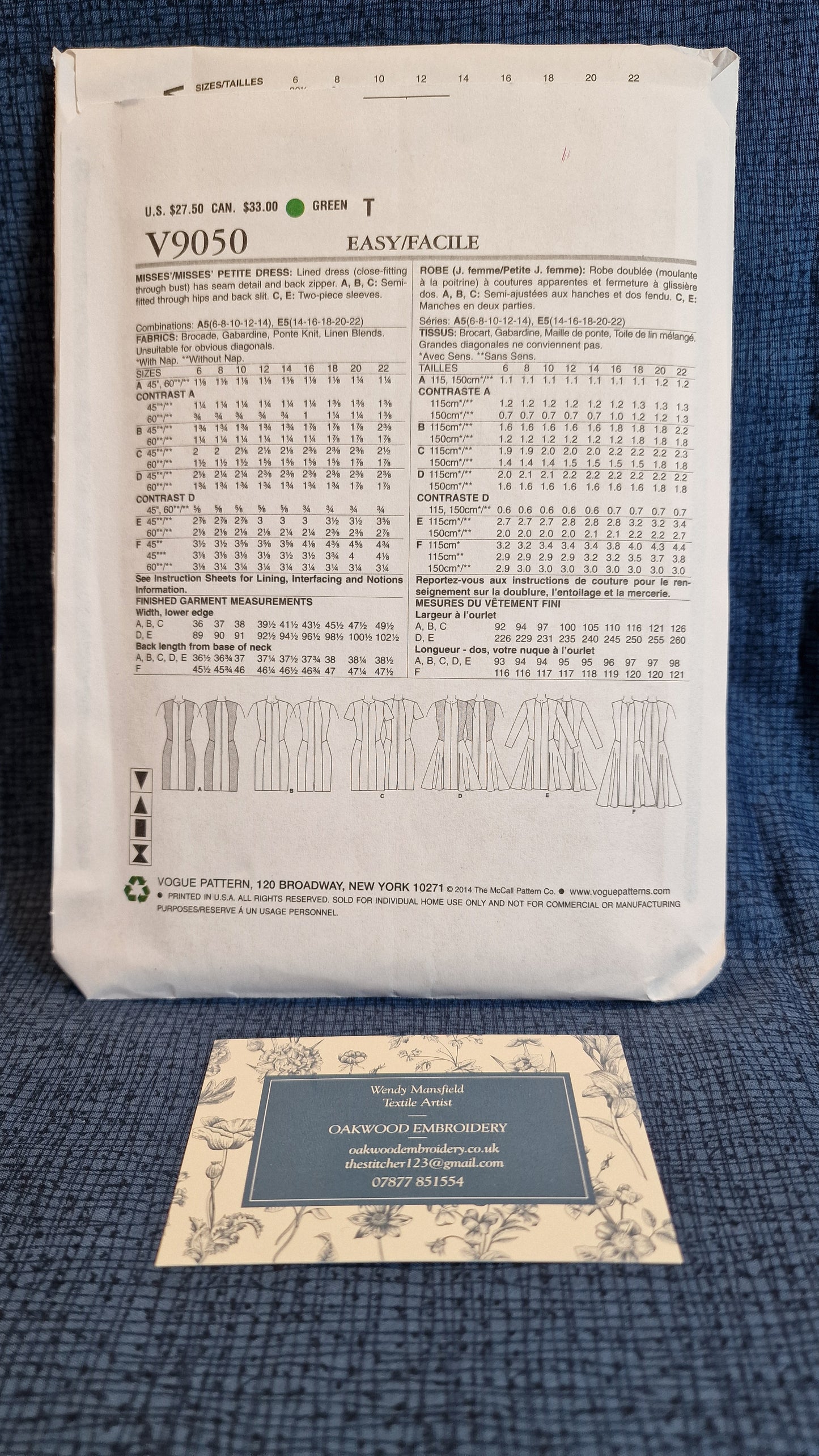 Dressmaking Pattern - Vogue V9050 - Size 14-22