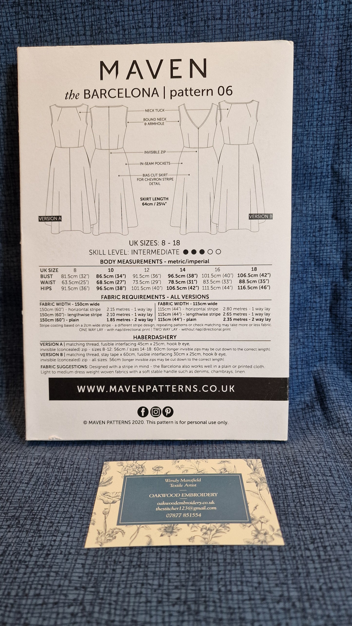 Dressmaking Pattern - Maven Sewing Patterns - Barcelona 06 - Size 8-18