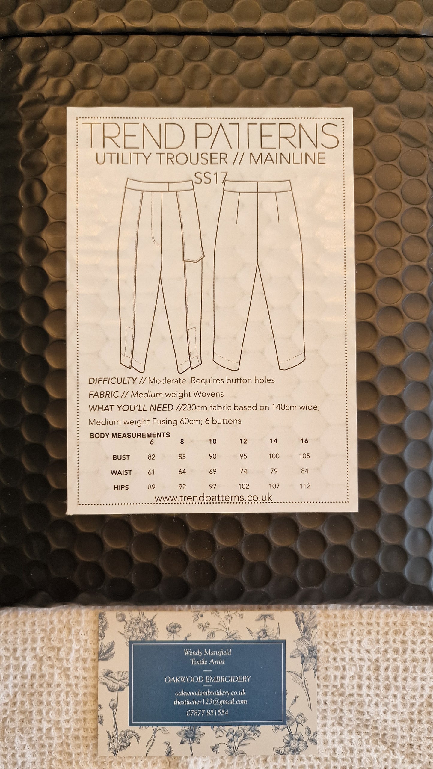 Dressmaking Pattern - Trend Patterns - Utility Trousers TPC12 - Size 6-16