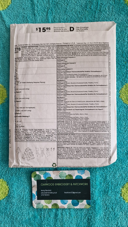 Craft Pattern - McCall's Craft M5778 - One Size