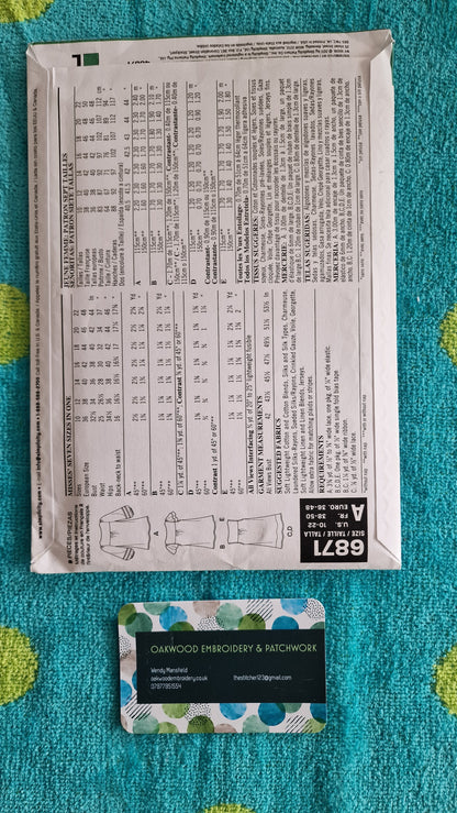 Dressmaking Pattern - New Look 6871 - Size 10 to 22
