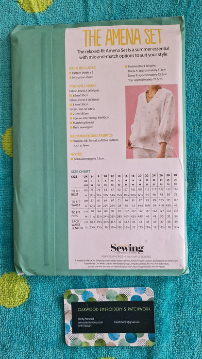 Dressmaking Pattern - The Amena Set - Size 6 to 30