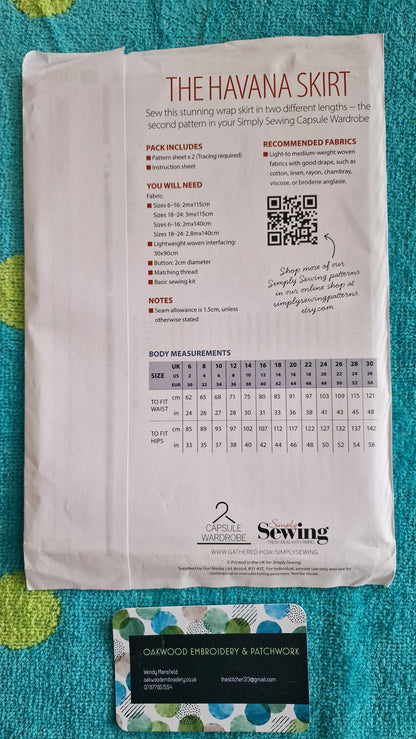 Dressmaking Pattern - Capsule Wardrobe - Havana Skirt - Size 6 to 30