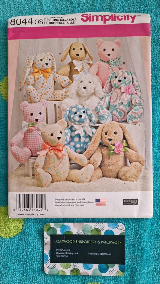 Craft Teddy Bear Pattern - Simplicity 8044 - Use Size