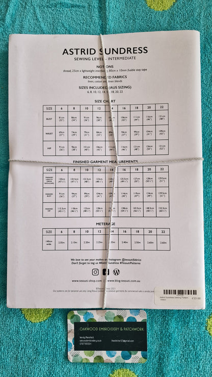 Dressmaking Pattern - Tessuti Fabrics Astrid Sundress - Size 6 to 22