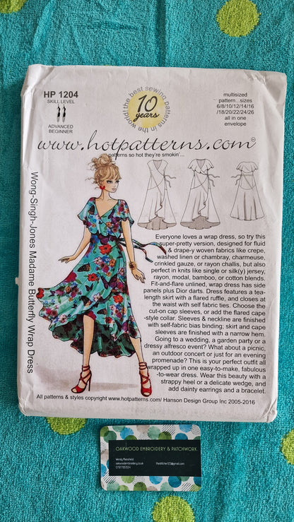 Dressmaking Pattern - Hot Patterns HP 1204 Wong Singh Jones Madame Butterfly Wrap Dress - Size 6 to 26