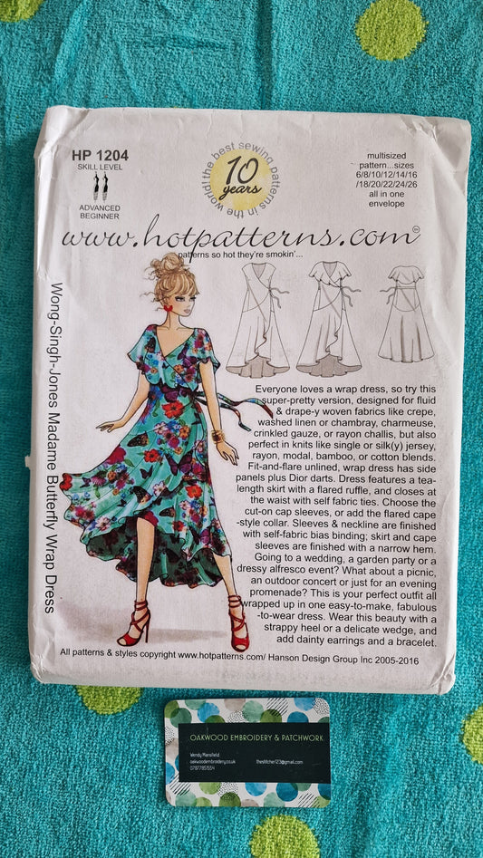 Dressmaking Pattern - Hot Patterns HP 1204 Wong Singh Jones Madame Butterfly Wrap Dress - Size 6 to 26