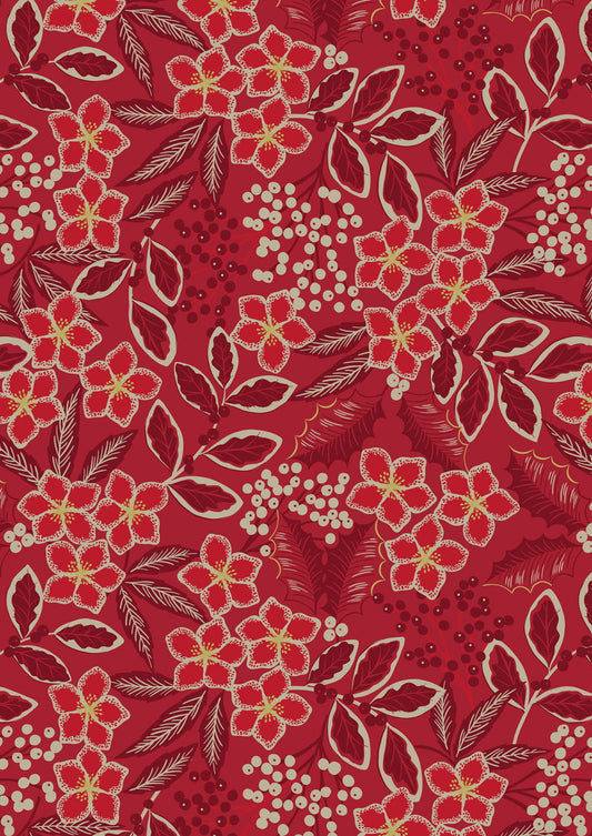 Holly berries mono on festive red - From Lewis and Irene