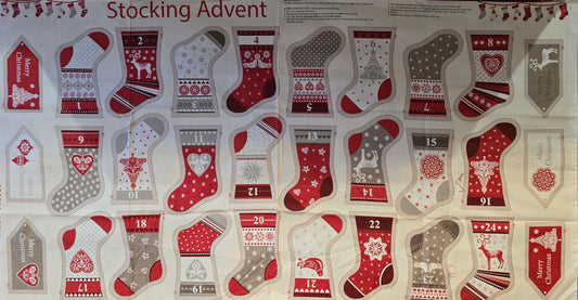 Stocking Advent Panel - 1484 Scandi 2 by Makower UK