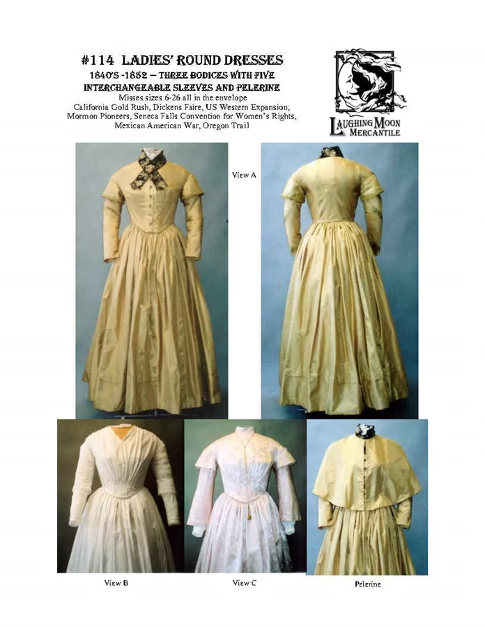 Dressmaking Pattern - Laughing Moon Mecantile No. # 114 Ladies Round Dresses - Size 6 to 26