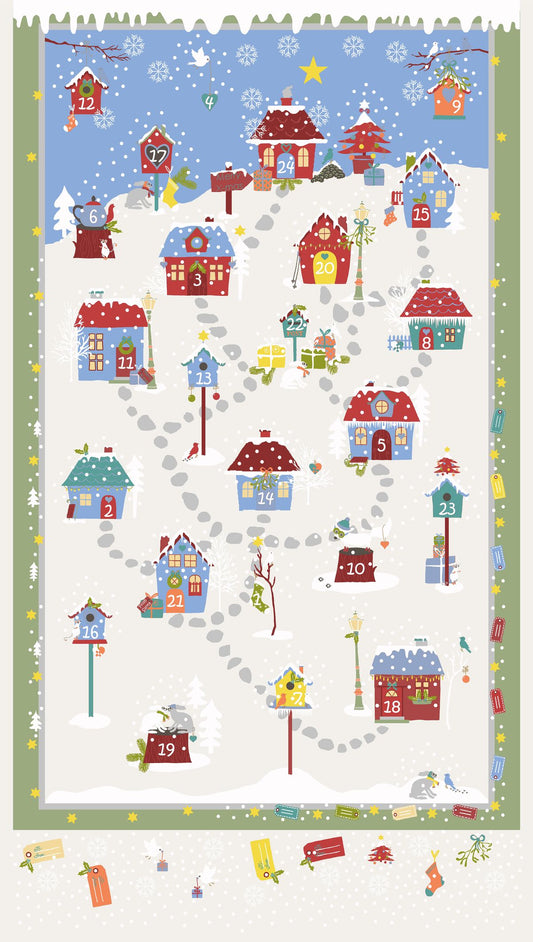 Snow Village Advent Panel by Stof Fabrics